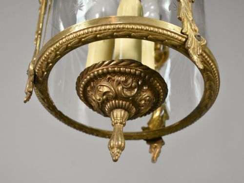 FRENCH ANTIQUE CUT GLASS HALL LANTERN LOUIS XVI STYLE - ADDITIONAL PHOTO 14