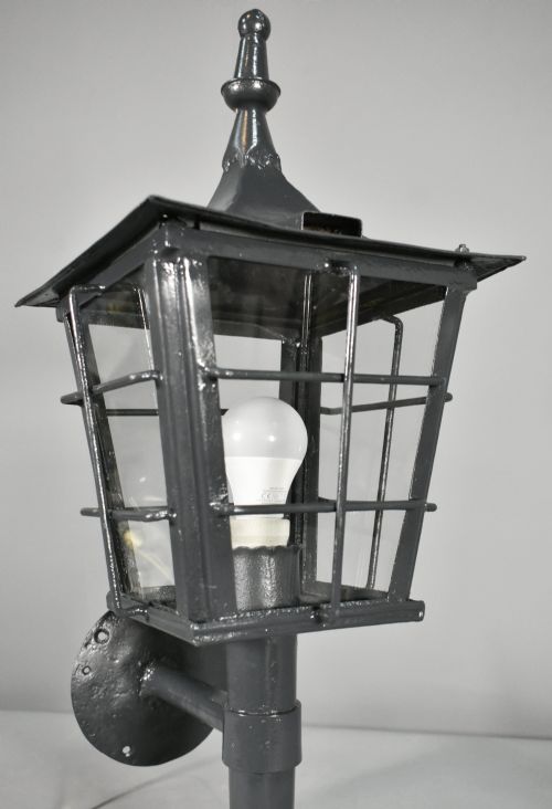 FRENCH ANTIQUE EXTERIOR LANTERN IN STEEL EARLY 20TH CENTURY - ADDITIONAL PHOTO 9