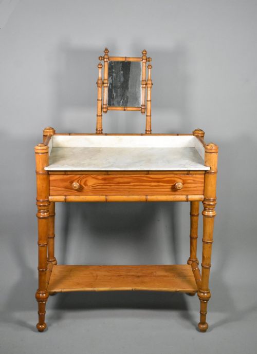 ANTIQUE FRENCH FAUX BAMBOO WASHSTAND NAPOLEON III STYLE