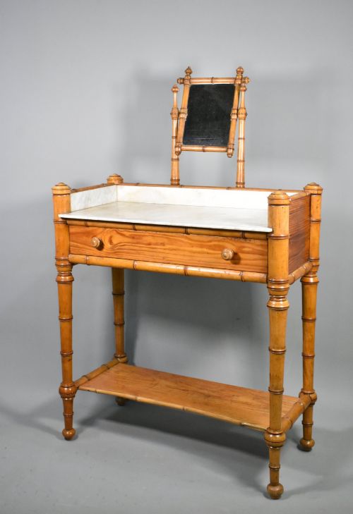 ANTIQUE FRENCH FAUX BAMBOO WASHSTAND NAPOLEON III STYLE - ADDITIONAL PHOTO 2