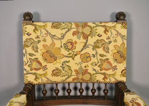 FRENCH ANTIQUE UPSHOLSTERED ARMCHAIR IN WALNUT TRANSITIONAL RENAISSANCE REVIVAL - ADDITIONAL PHOTO 8