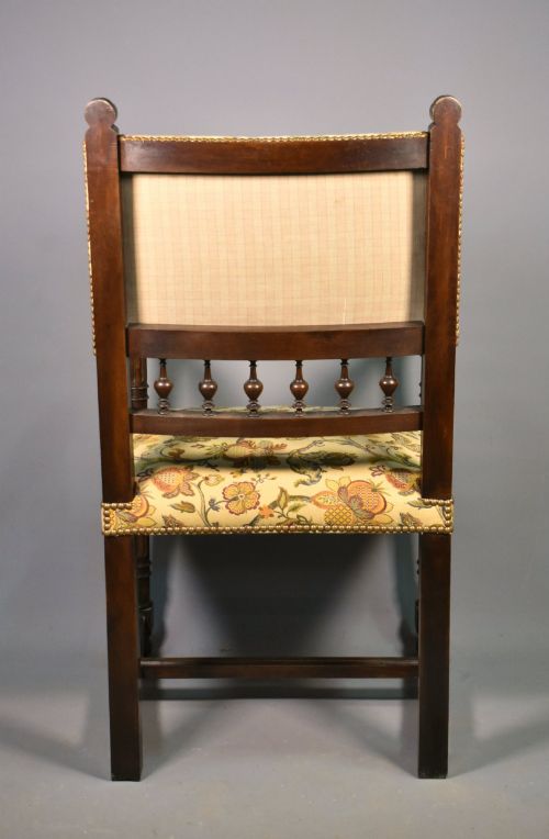 FRENCH ANTIQUE UPSHOLSTERED ARMCHAIR IN WALNUT TRANSITIONAL RENAISSANCE REVIVAL - ADDITIONAL PHOTO 14