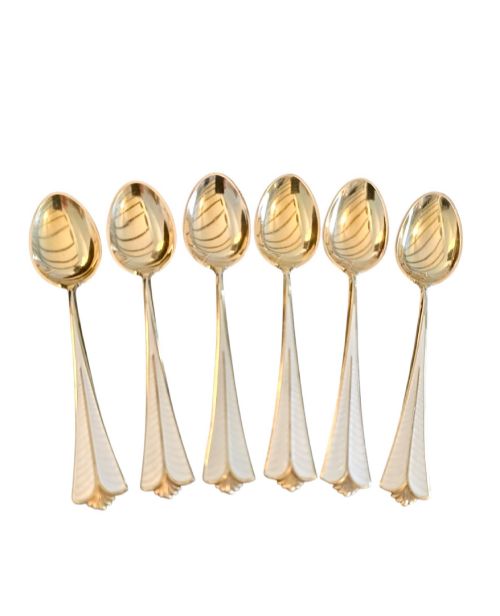 David Andersen Norway Sterling Silver & Enamel Gilt Coffee Spoons Set of 6