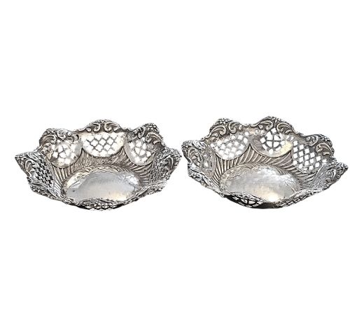 1895 Sterling Silver Bonbon Dishes – Mitchell Bosley & Co Birmingham Pair
