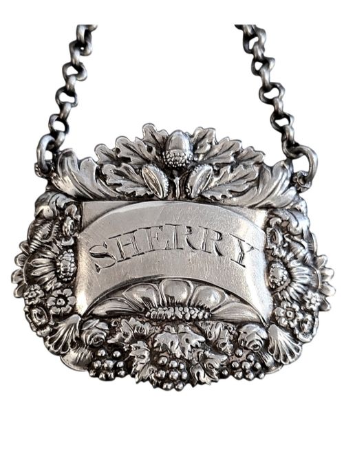 Georgian Sterling Silver Sherry Decanter Label London 1819 William Barrett II