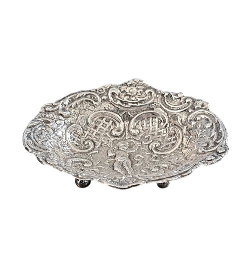 Antique Sterling Silver Bonbon Dish Cherub William Aitken Birmingham 1901