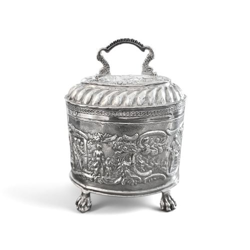 Antique Sterling Silver Tea Caddy German, Chester Import 1903 Repousse 232.2g