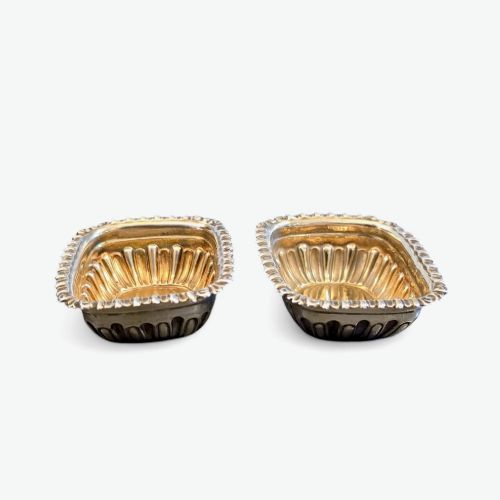 Share Antique Sterling Silver Salt Cellars Pair Birmingham 1903 William Devenport