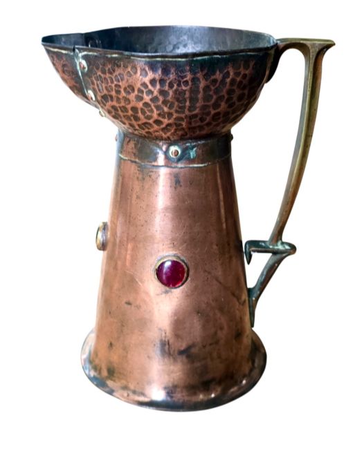 William Soutter & Sons Arts & Crafts Copper Jug 3 Cabochons C1900 Antique