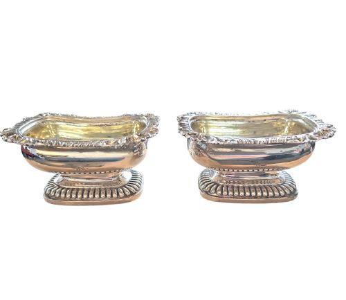 Antique Silver Table Salts 1820 by Rebecca Emes & Edward Barnard I - London