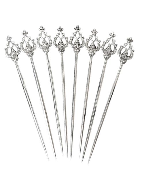 8 Sterling Silver Skewers London 1967 Chantry Silversmiths Hors D'oeuvre 84g