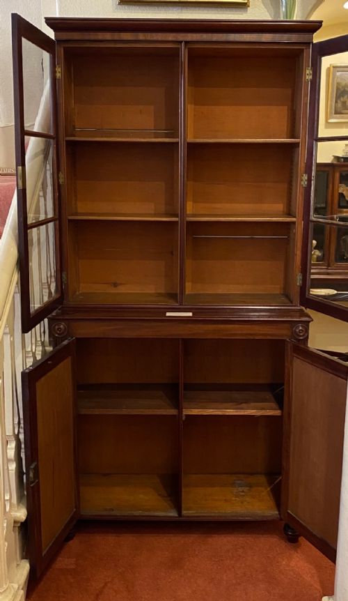 fig 1. Early 19th Century Mahogany glazed Bookcase of compact size and depth
