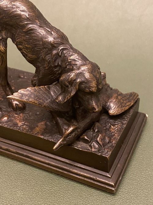 fig 1. ANTOINE-LOUIS BARYE: French bronze of a Retriever with duck, c.1845-55.
