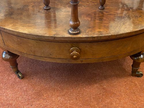 VICTORIAN OVAL WALNUT 3SECTION CANTERBURY WITH FINE PIERCED FRETWORK - ADDITIONAL PHOTO 5