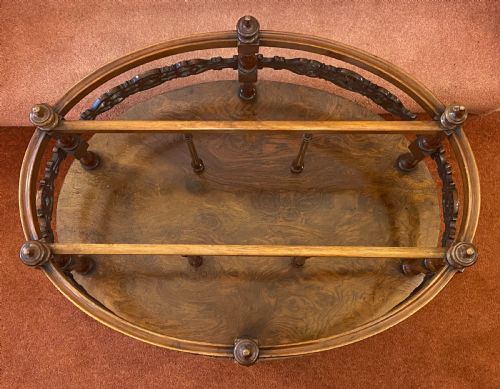 VICTORIAN OVAL WALNUT 3SECTION CANTERBURY WITH FINE PIERCED FRETWORK - ADDITIONAL PHOTO 10