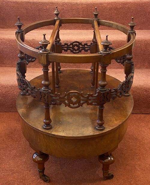 VICTORIAN OVAL WALNUT 3SECTION CANTERBURY WITH FINE PIERCED FRETWORK - ADDITIONAL PHOTO 13