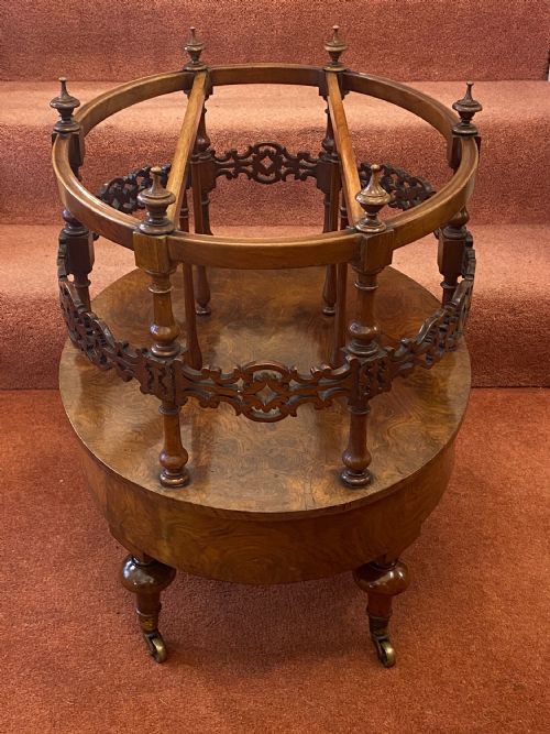 VICTORIAN OVAL WALNUT 3SECTION CANTERBURY WITH FINE PIERCED FRETWORK - ADDITIONAL PHOTO 11