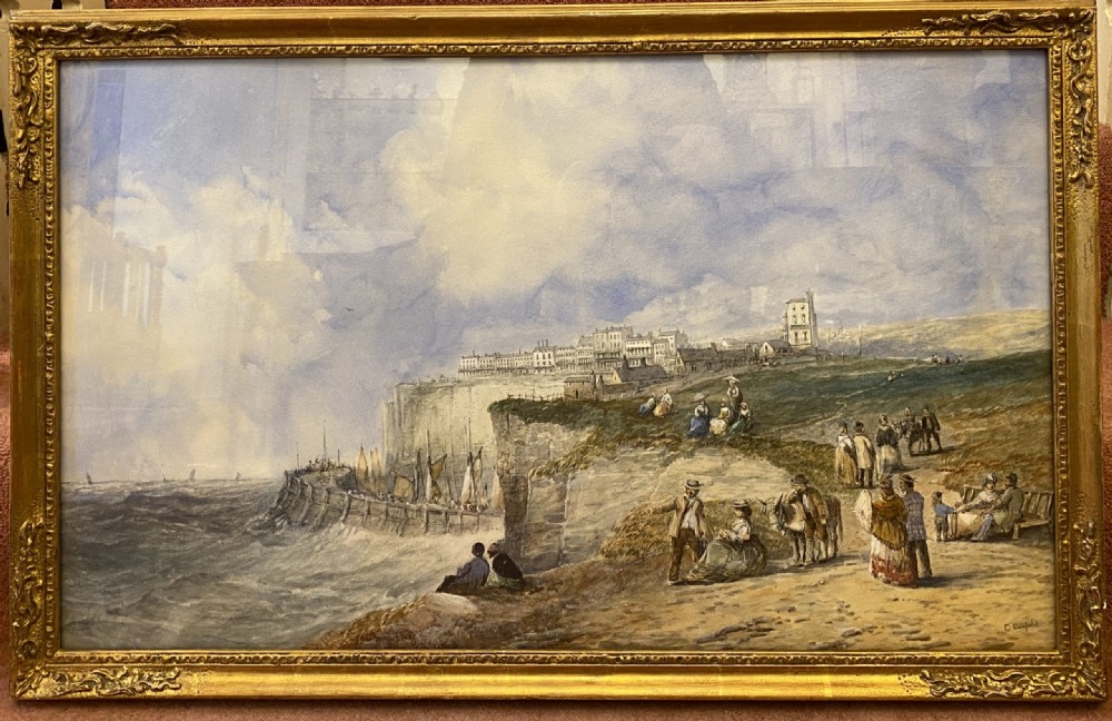 Pair Of Large Gilt Framed Coastal Watercolour Paintings, After Clarkson Stanfield RA (1793-1867) View VI