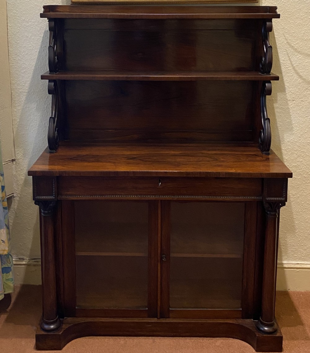Regency Period Rosewood Chiffonier With Two Upper Shelves