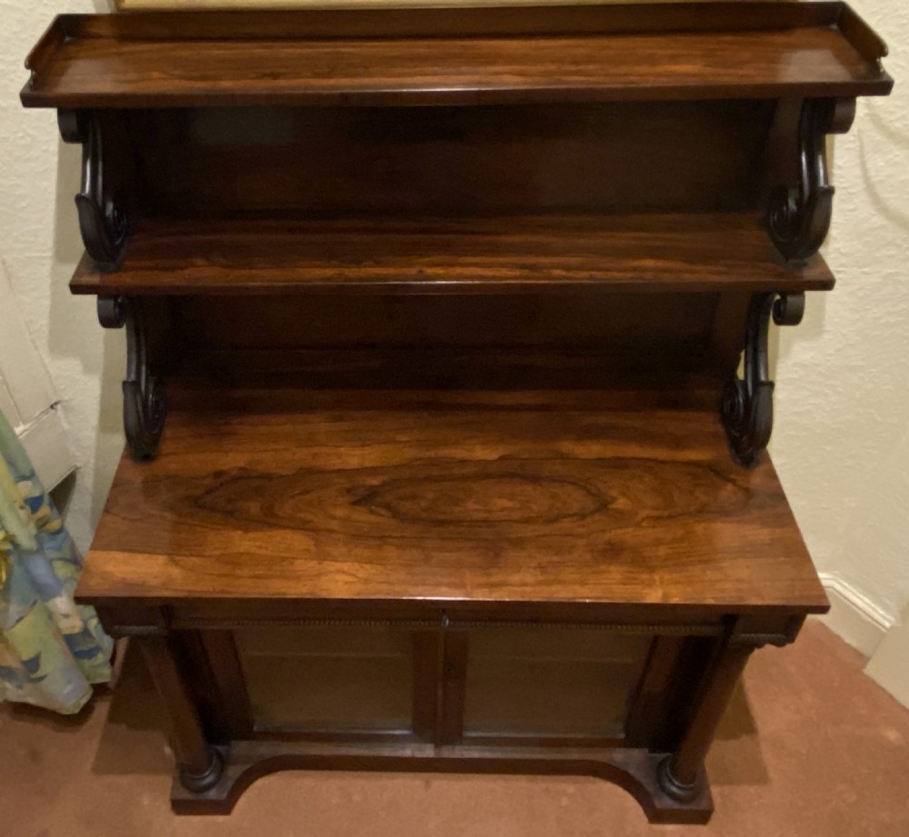 Regency Period Rosewood Chiffonier With Two Upper Shelves View II