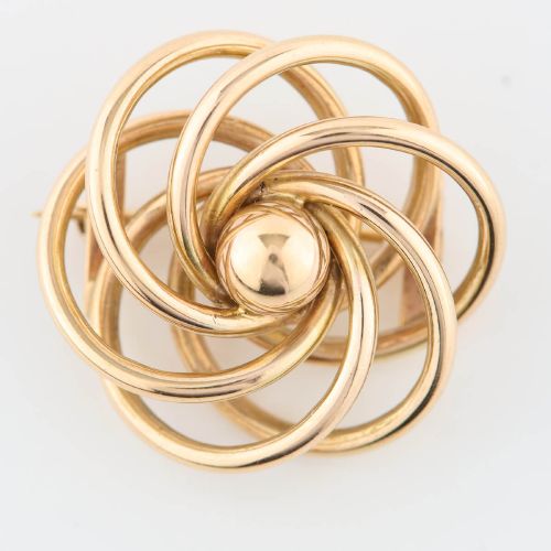 1950S 9CT GOLD SWIRL BROOCH - ADDITIONAL PHOTO 2