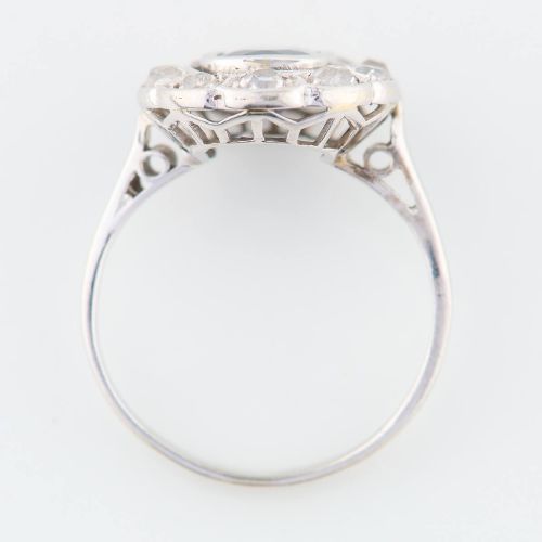 18CT WHITE GOLD SAPPHIRE DIAMOND CLUSTER RING FRENCH - ADDITIONAL PHOTO 4