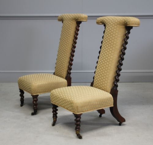 A Pair of Rosewood Prie Dieu Chairs