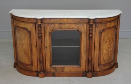 fig 1. A VICTORIAN BURR WALNUT CREDENZA.