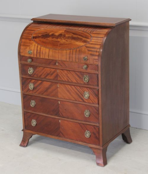 fig 1. AN EDWARDIAN MAHOGANY CYLINDER BUREAU