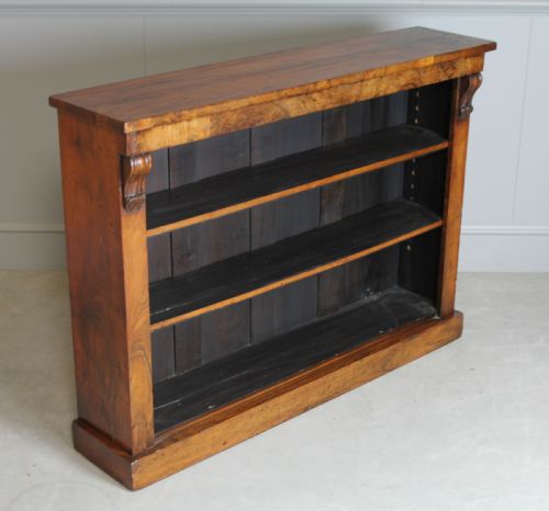 fig 1. A VICTORIAN BURR WALNUT OPEN BOOKCASE