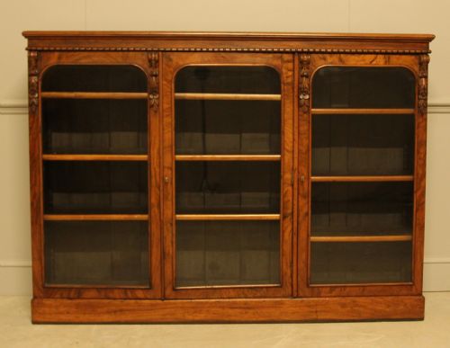A Victorian Walnut 3 Door Bookcase Display