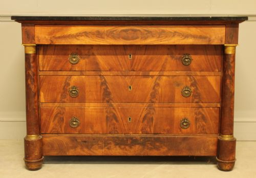 19th Century French Mahogany Marble Top Commode