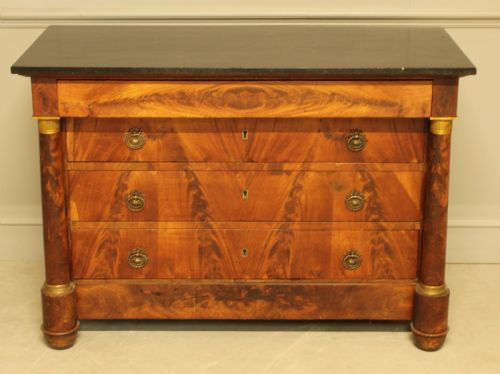 fig 1. 19TH CENTURY FRENCH MAHOGANY MARBLE TOP COMMODE