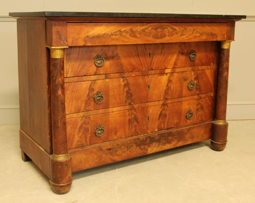 fig 2. 19TH CENTURY FRENCH MAHOGANY MARBLE TOP COMMODE