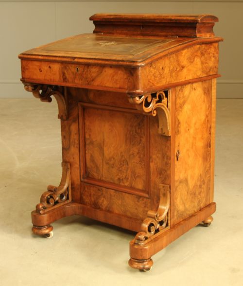 A Victorian Burr Walnut Davenport