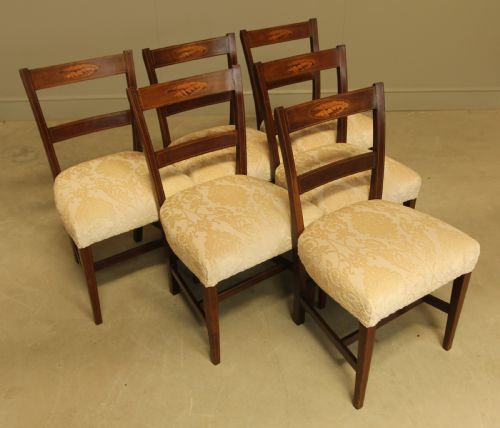 fig 1. A SET OF SIX 19TH CENTURY INLAID DINING CHAIRS
