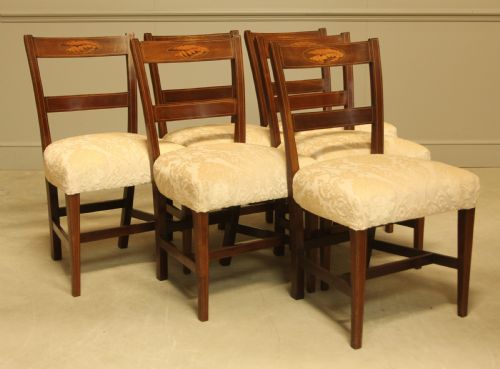 fig 2. A SET OF SIX 19TH CENTURY INLAID DINING CHAIRS
