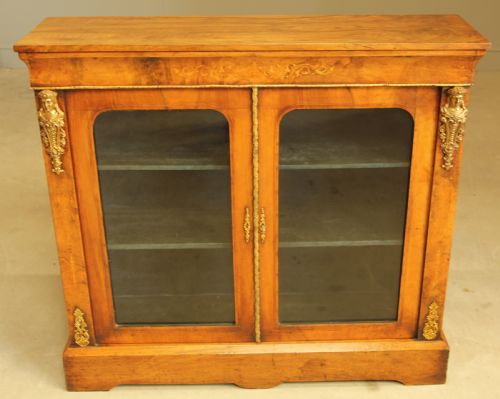fig 1. VICTORIAN BURR WALNUT DISPLAY CABINET