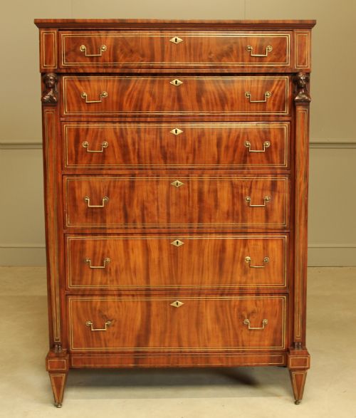 An 19th Century French Brass Inlay Mahogany Chest of Drawers.
