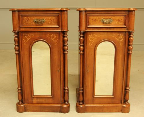 A Large Pair of Walnut Victorian Bedside Cabinets