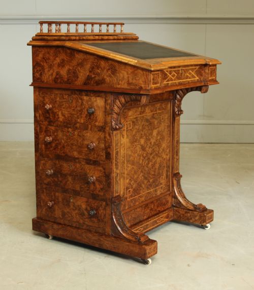 fig 2. A Victorian burr walnut Davenport
