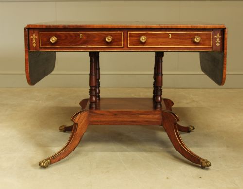 A REGENCY ROSEWOOD BRASS INLAID SOFA TABLE - ADDITIONAL PHOTO 1