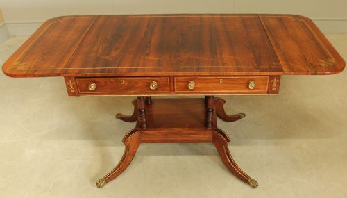 A REGENCY ROSEWOOD BRASS INLAID SOFA TABLE - ADDITIONAL PHOTO 6