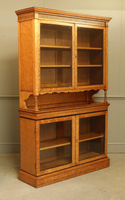 A VICTORIAN BIRD'S EYE MAPLE DISPLAY CABINET - ADDITIONAL PHOTO 1