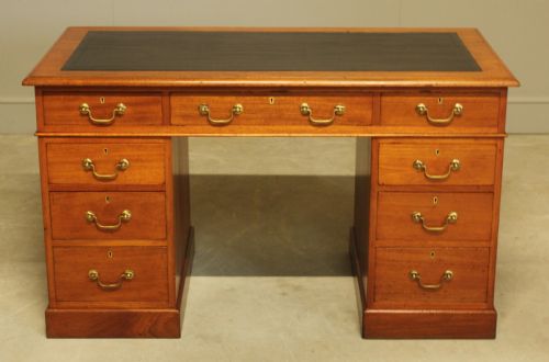A Victorian Mahogany Twin Pedestal Desk.