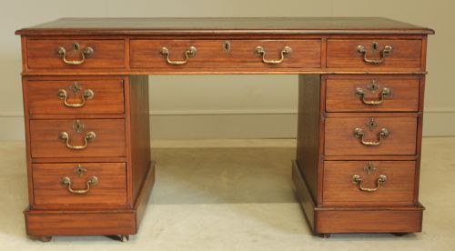A Victorian Mahogany Twin Pedestal Desk
