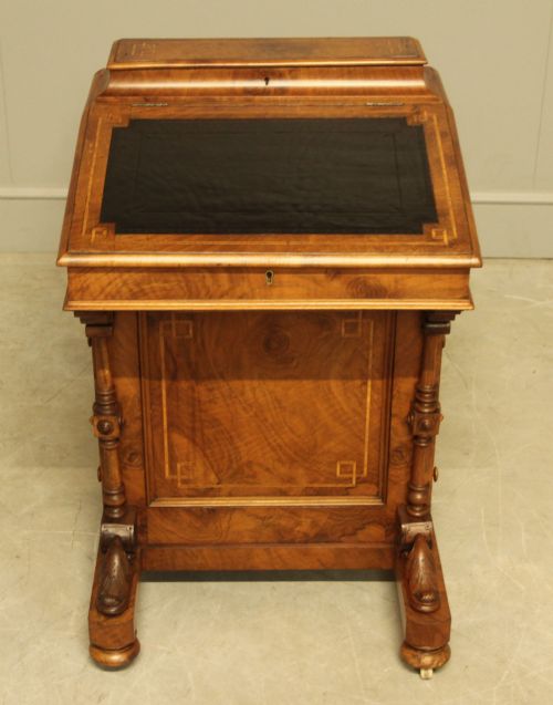 A VICTORIAN INLAID WALNUT DAVENPORT - ADDITIONAL PHOTO 2