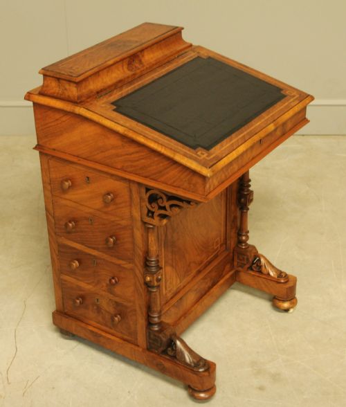 A VICTORIAN INLAID WALNUT DAVENPORT - ADDITIONAL PHOTO 4