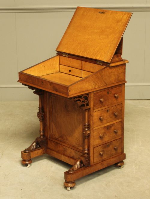 A VICTORIAN INLAID WALNUT DAVENPORT - ADDITIONAL PHOTO 7