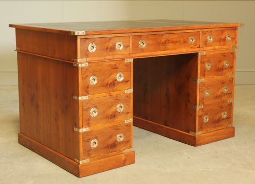 An Early 20th Century Yew Twin Pedistal Desk